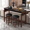 3-Piece Home Bar Set with 2 Upholstered Bar Stools Outlets and USB Ports